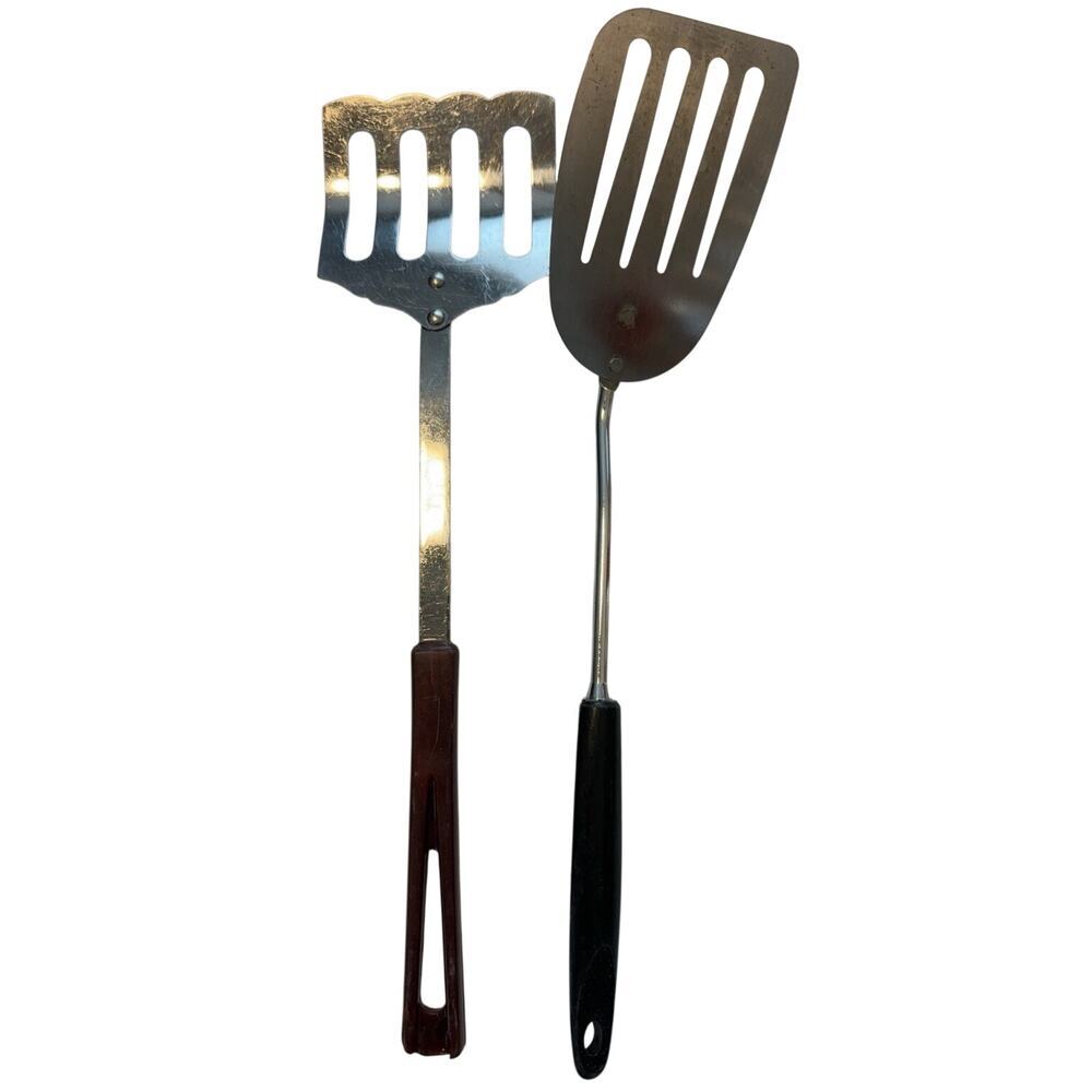 Vintage Stainless Steel Slotted Turner Spatula Lot of 2 Unbranded Kitchen
